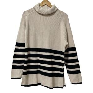 COS‎ Womens Relaxed Wool Stripe Turtleneck Sweater Size S Tan Capsule Minimalist